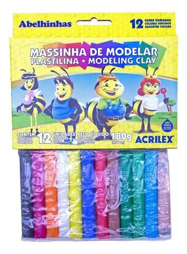Plastilina Acrilex 12 Colores Surtidos