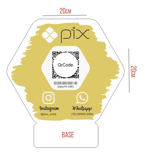 Placa Display Pix Whatsapp Instagram Qrcode Em Acrílico