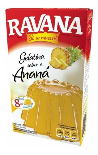 Pack X 12 Unid Gelatina  Anana 50 Gr Ravana Gelatinas