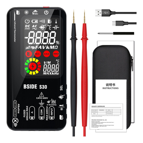 Detector De Multímetros Lcd Con Pantalla De Ciclo 4 En 1, Pr