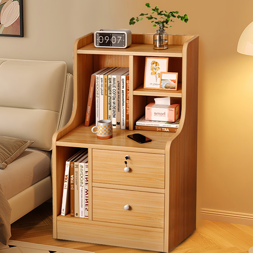 Mesita De Noche Moderna De 3 Pisos Con Estante De Almacenamiento,mesita De Noche Con 2 Cajones,mesa De Noche Para Recamara 47x30x70cm