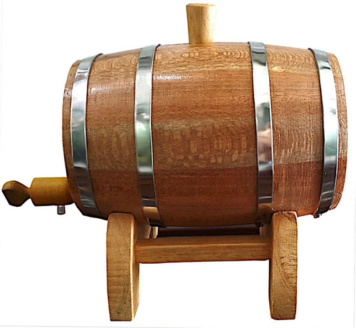 Barril De Carvalho Mini 1 Litro Artesanal Aros Aço Inox