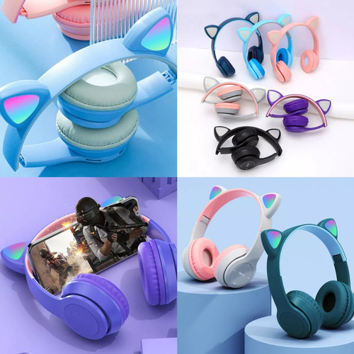 Fones De Ouvido Bluetooth Led Kitten Para Meninos E +