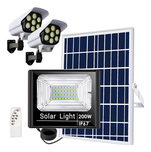 Reflector Solar Led 200w + 2 Mini Con Sensor De Movimiento