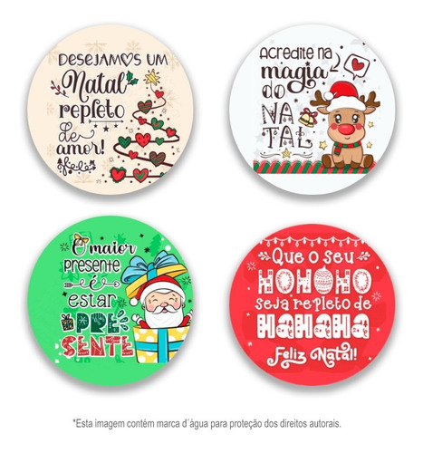 Kit Natalino 200 Adesivos Natal, Feliz - 3cm - 200 Unidades