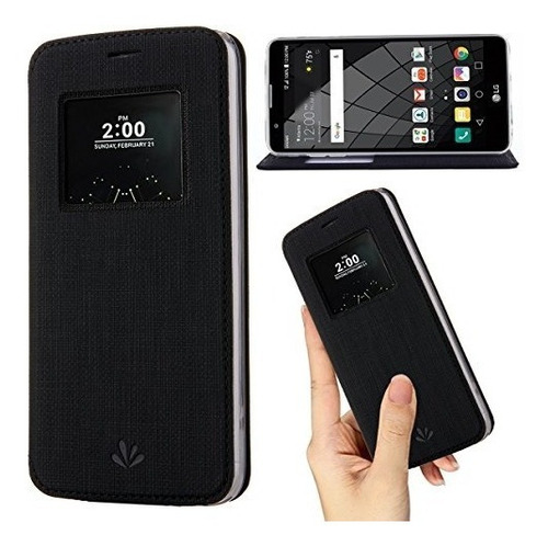 LG G6 Case, Premium Flip Funda De Piel Ver Ventana Sleep Wak