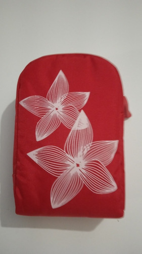 Estuche Para Camara ,  Color Rojo , Diseño Flores 