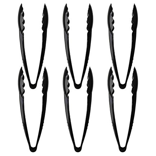 6pcs Black Serving Tongs, Plastic Tongs Disposable Mini...