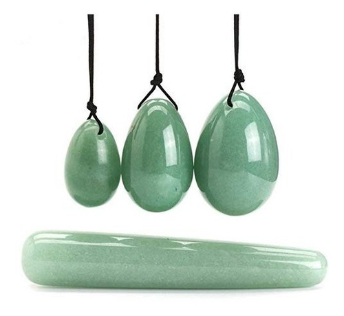 4pcs Set Jade Yoni Huevos Stick, 3 Pc Perforaron El Verde Na