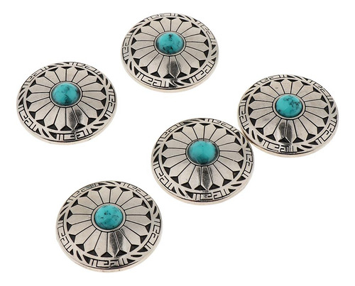 10 Piezas De Aleación De Occidental Flor Turquesa Botón