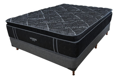 Conjunto Sommier Viggo Rubí 130x190 Cm Alta Densidad 130 Kg Negro