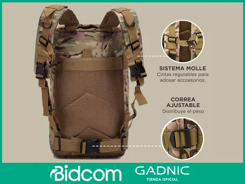 Mochila Táctica Gadnic 25Lts Militar Mochilero Compatible Camelback  Compartimentos Varios