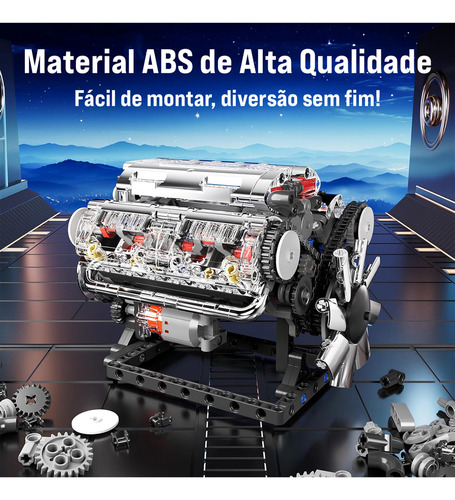 Camewin Conjunto De Blocos De Motor V-8, Kit De Modelo Em Escala Moc Com Motor, Brinquedos De Construção Para Crianças, Meninos E Meninas (535 Peças)