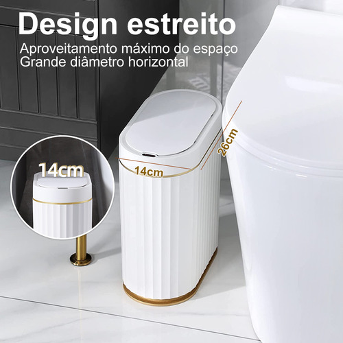 Lixeiras De 10 Litros Automática Com Sensor Borda Branco