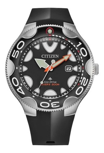 Reloj Citizen BN0230-04e negro Orca Promaster Eco-drive, color de correa negro, color de bisel plateado, color de fondo negro
