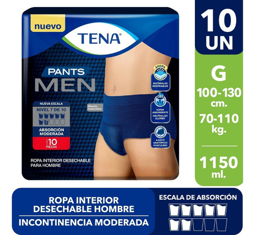 Pañal Adulto Calzon Incontine Tena Pants Hombre Talla G 10u Talle Grande