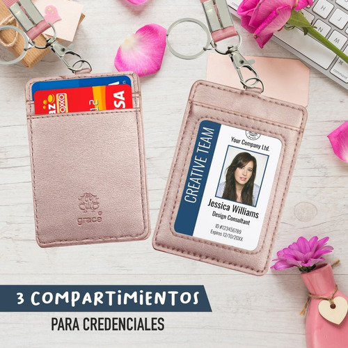 Imagen 5 de 9 de Porta Gafete Credencial Lanyard Textura Metalica Yyw184