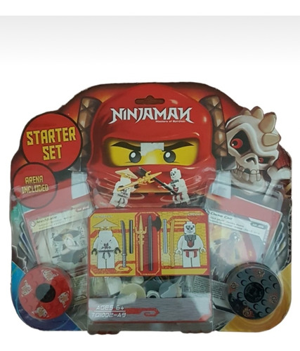 Juguete Para Niños Trompo Ninjaman Con Muñecos Y Cartas
