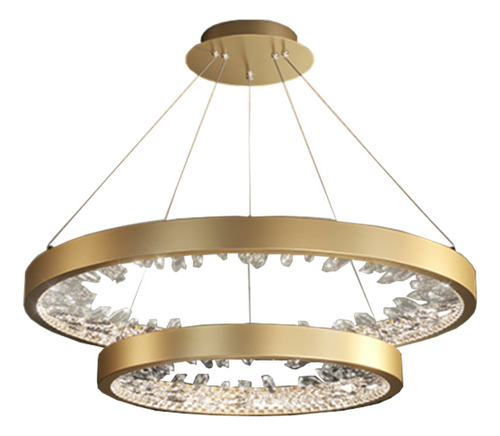Lampara Candil Colgante Led Acadon 2 Aros 65w Dorado