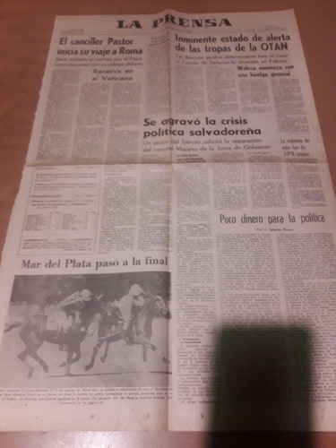 Tapa Diario La Prensa 09 12 1980 Beagle Polo Mar Del Plata 