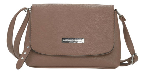Cartera Bandolera Con Tapa Ecocuero Agarrate Catalina Visón Vison Plata Visón