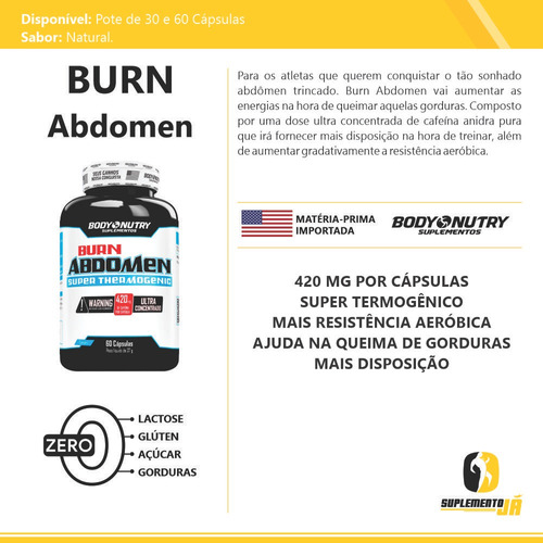 Burn Abdomen - 30 Cápsulas - Body Nutry Sabor Sem sabor
