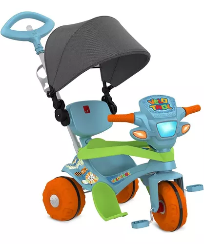 Triciclo Infantil Moto Uno Com Som Farol Empurrador E Pedal Calesita
