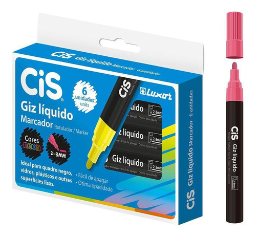 Giz Líquido Rosa 6 Unidades Cis - 526800