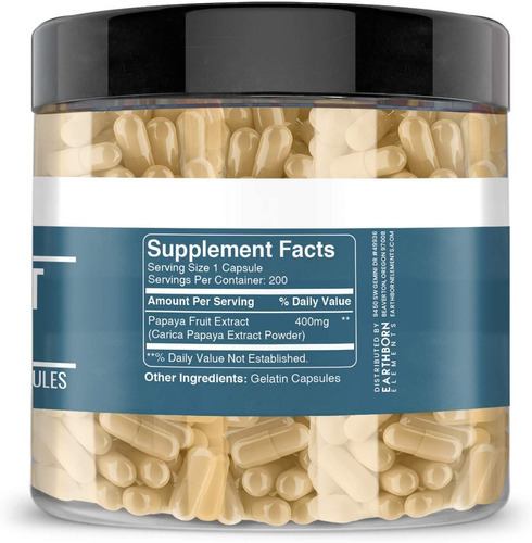Extracto De Papaya 100% - 200 Capsulas Digestivo Eg J09 Sabor Nd