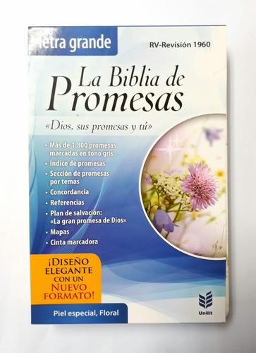 Biblia Promesas P/mujeres, Rvr 60, Blanco Floral, Letra Gran