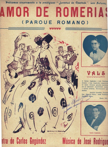 Partitura Original Del Vals Amor De Romerías (pque. Romano)