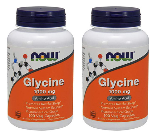 Now Foods Glycine 1000 Mg - 100 Vegicapsules 2 Pack