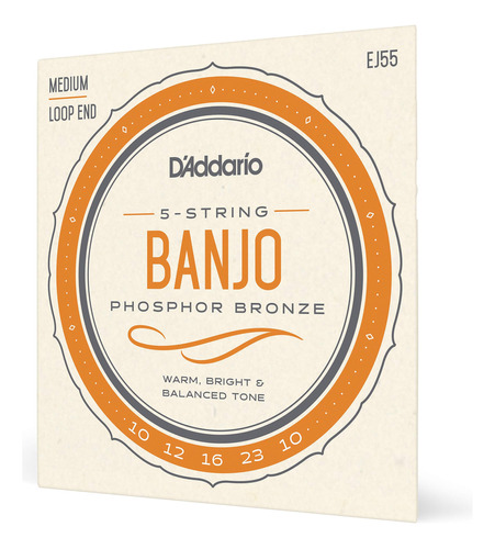 Daddario Ej55 Banjo Strings - Juego De 5 Cuerdas, Juego De .