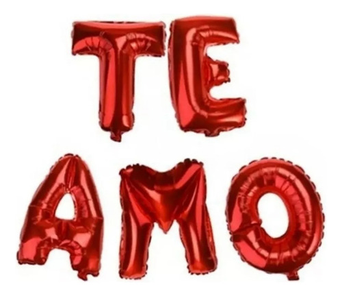 Te Amo Set D Letras Globos Metálicos Rojo Letrero 40 Cm