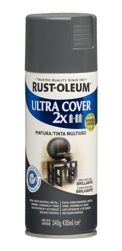 Aerosol Multiusos Ultra Cover 2x Gris Oscuro Brillante 340g