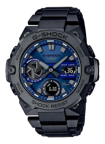 Reloj Casio G-shock Solar G-steel GST-B400BD-1A2DR, color de correa, pistola IP, color bisel, pistola IP, color de fondo: azul
