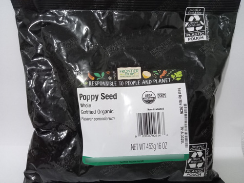 Semente Papoula Orgânica - Poppy Seed - 453gr - Frontier