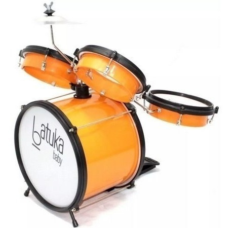 Imagem 2 de 5 de Bateria Completa P/ Criança Luen Baby Batuka Laranja