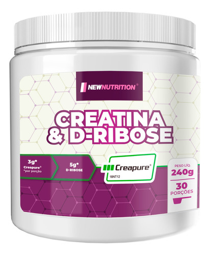 Creatina Monohidratada Creapure Com D-ribose Em Pó 240g Sabor Natural