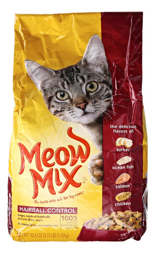 Meow Mix Comida Para Gatos, Control De Bola De Pelo, 3.15 Lb
