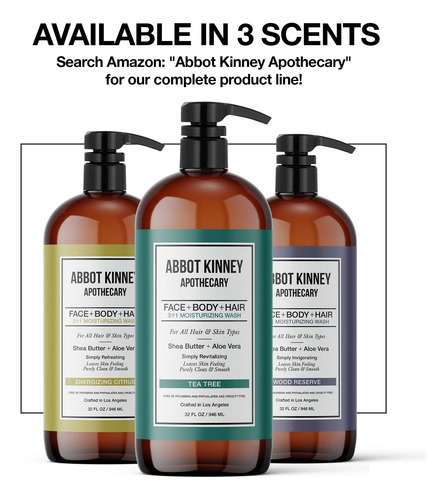 Abbot Kinney Apothecary Masculino Lavagem 3 Em 1, Shampoo Hi