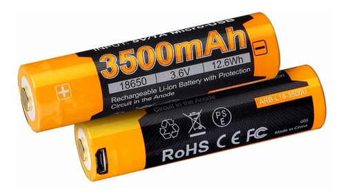 Imagen 2 de 3 de Pila Bateria Recargable Fenix 18650 3500 Mah - Local Palermo