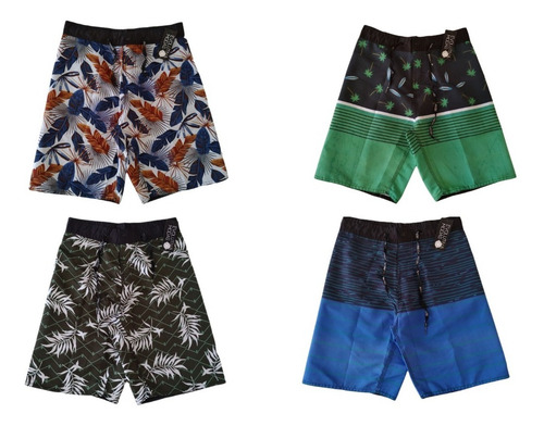 Kit Com 05 Bermudas Juvenil Tactel Surf Praia Infantil Masculina - Atacado