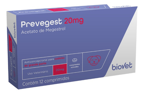 Anticoncepcional Biovet Preve Gest 12 Comprimidos - 20 Mg