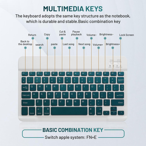 Kit Teclado + Mouse Para iPad Tablet Celular Pc Bluetooth