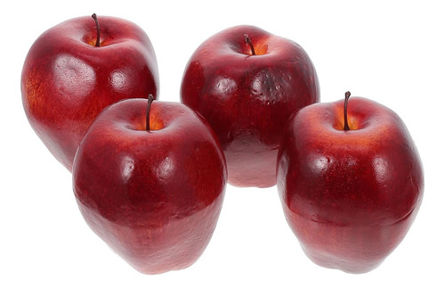 4 Pezas De Manzanas Rojas Artificiales, Manzanas Artificiale