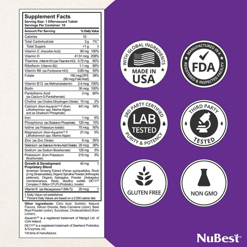 Nubest Tall Fizzy Multivitamínico Efervescente Niños 10 Tabs