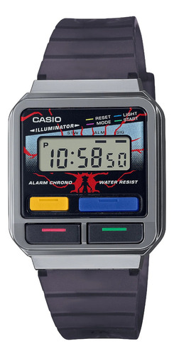 Relógio Casio A-120west Stranger Things Limited Series Unixes Mesh Color cinza escuro transparente