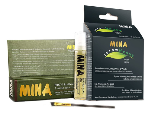 Mina Ibrow Kit De Tinte Profesional De Henna Con Aceite Nutr