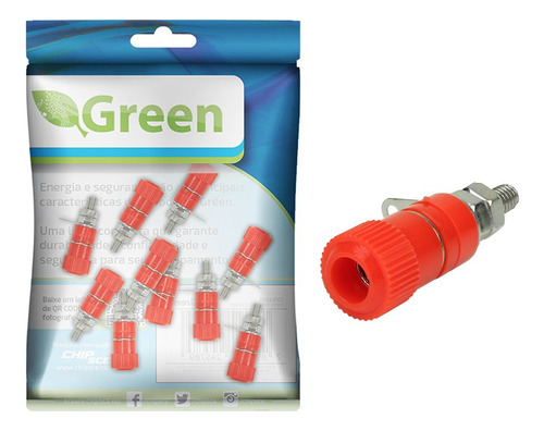 10x Borne Para Plug Banana Vermelho 11x33mm 